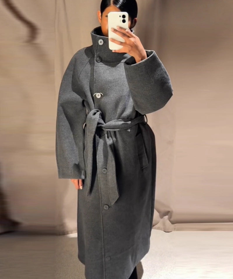 High Neck Belted Coat