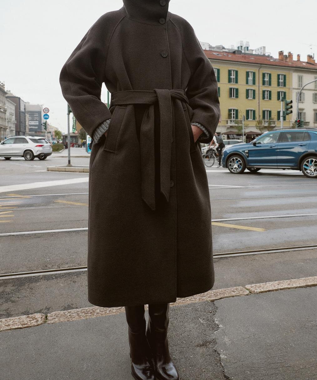 High Neck Belted Coat