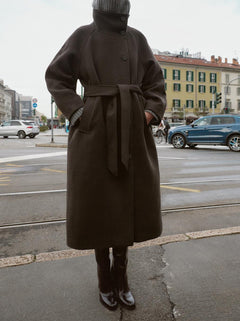 High Neck Belted Coat
