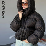 Hooded Leopard Puffer Coat