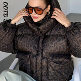 Hooded Leopard Puffer Coat