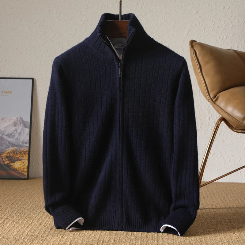 Wool Stand-Up Collar Cardigan