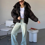 Hooded Leopard Puffer Coat