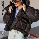 Hooded Leopard Puffer Coat