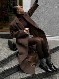 Women's Brown Wool Overcoat