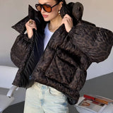 Hooded Leopard Puffer Coat
