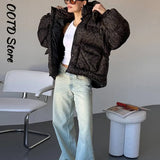 Hooded Leopard Puffer Coat